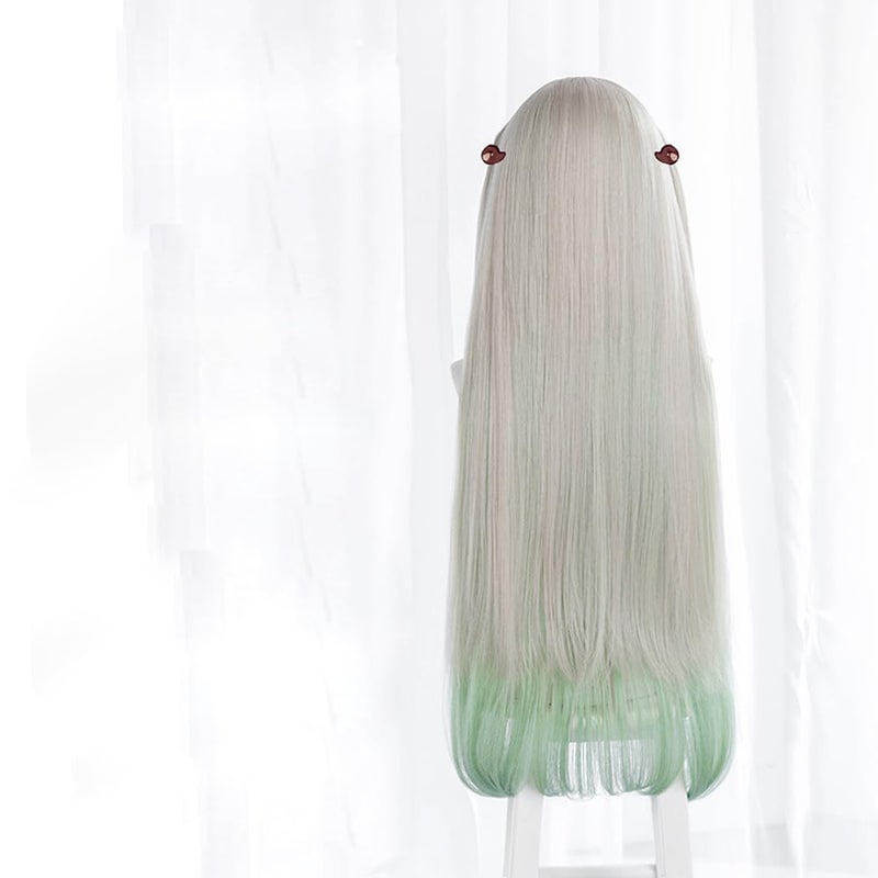 JCvCX Anime Yashiro Nene Wig Gray Mixed Light Green Long Straight Party Hair Cosplay Props Halloween - Image 4